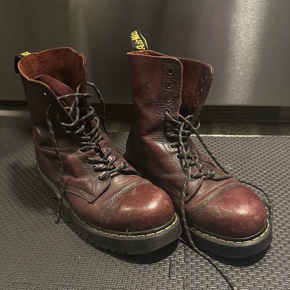 Dr. Martens Burgundy Steel Toed Boots